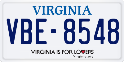 VA license plate VBE8548