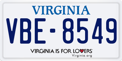 VA license plate VBE8549