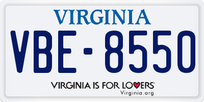 VA license plate VBE8550