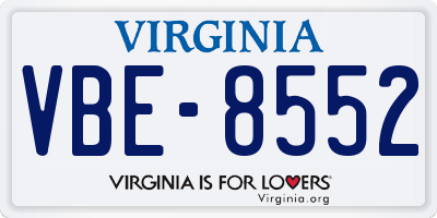VA license plate VBE8552
