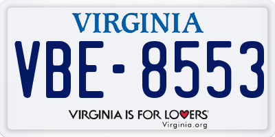 VA license plate VBE8553