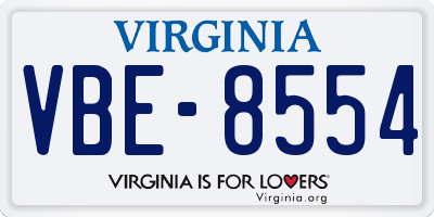 VA license plate VBE8554