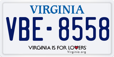 VA license plate VBE8558