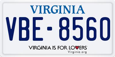 VA license plate VBE8560