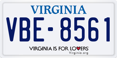 VA license plate VBE8561