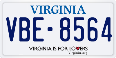 VA license plate VBE8564