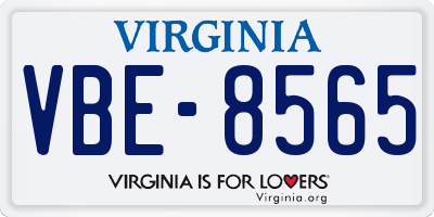 VA license plate VBE8565