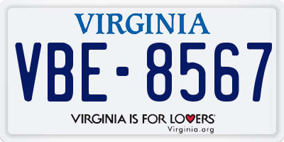 VA license plate VBE8567