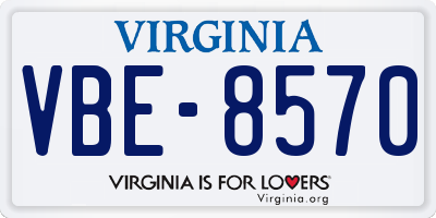 VA license plate VBE8570