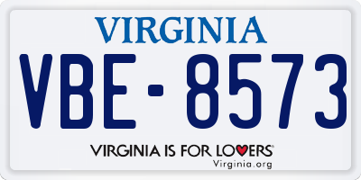 VA license plate VBE8573
