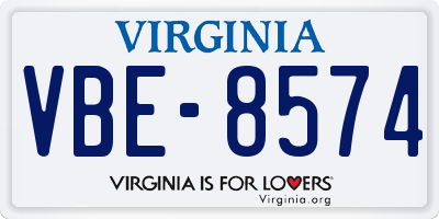 VA license plate VBE8574