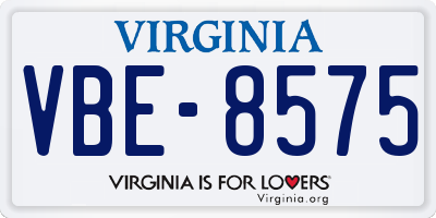 VA license plate VBE8575