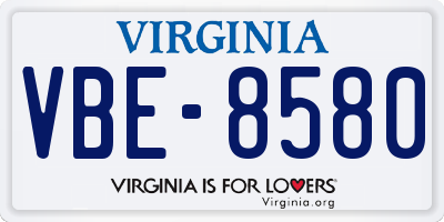 VA license plate VBE8580