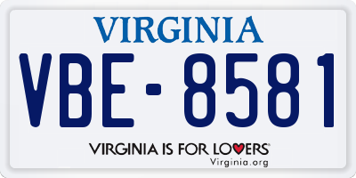 VA license plate VBE8581