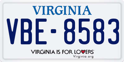VA license plate VBE8583