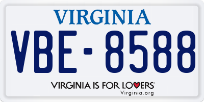 VA license plate VBE8588