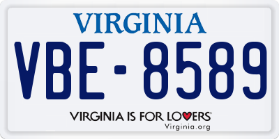 VA license plate VBE8589