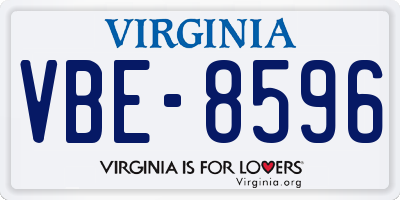 VA license plate VBE8596