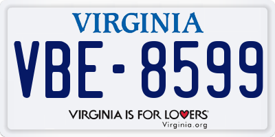 VA license plate VBE8599