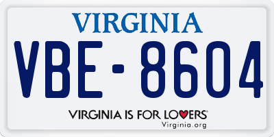 VA license plate VBE8604