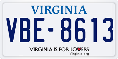 VA license plate VBE8613