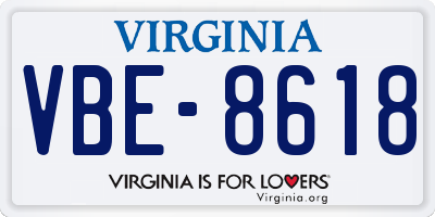VA license plate VBE8618