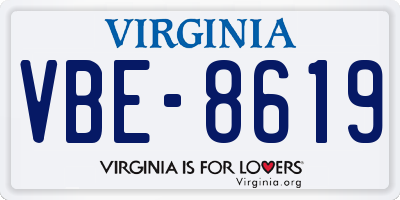 VA license plate VBE8619