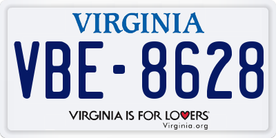VA license plate VBE8628