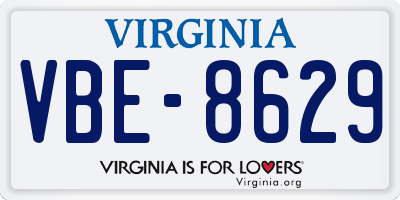 VA license plate VBE8629