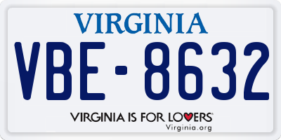 VA license plate VBE8632
