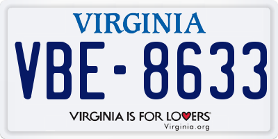 VA license plate VBE8633