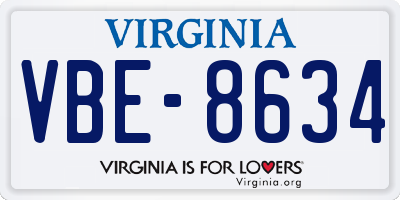 VA license plate VBE8634