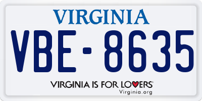 VA license plate VBE8635