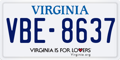 VA license plate VBE8637