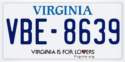 VA license plate VBE8639