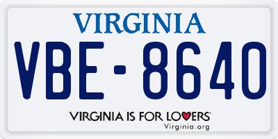 VA license plate VBE8640