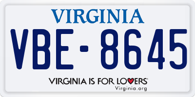 VA license plate VBE8645