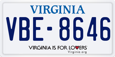 VA license plate VBE8646