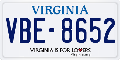 VA license plate VBE8652