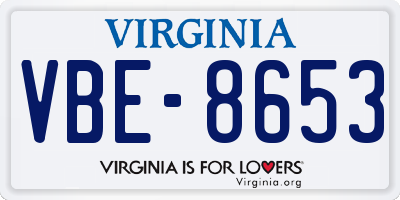 VA license plate VBE8653