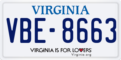 VA license plate VBE8663