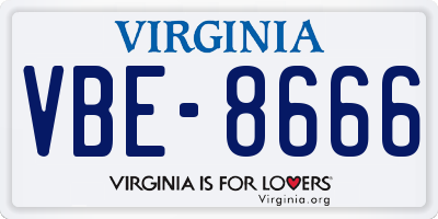 VA license plate VBE8666