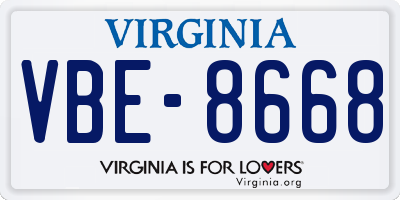 VA license plate VBE8668