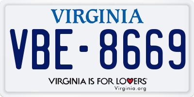 VA license plate VBE8669