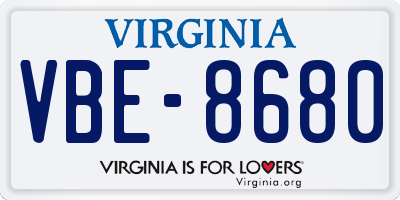 VA license plate VBE8680