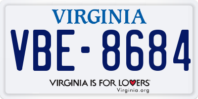 VA license plate VBE8684