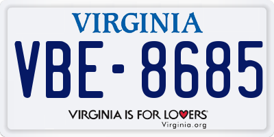 VA license plate VBE8685