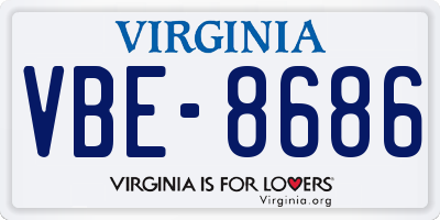 VA license plate VBE8686