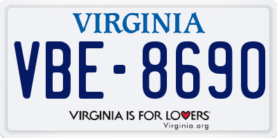 VA license plate VBE8690
