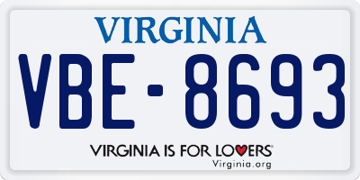 VA license plate VBE8693
